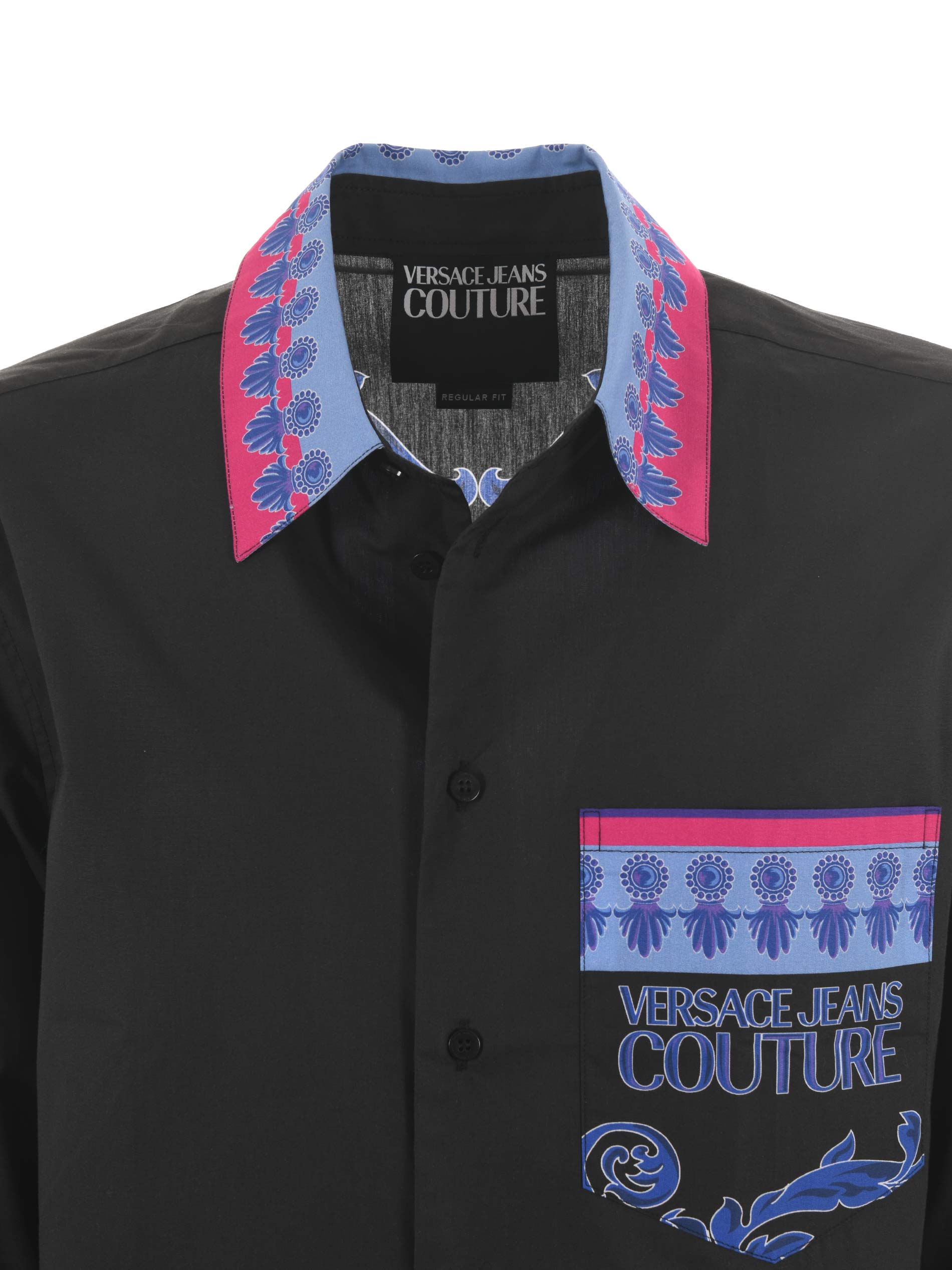 VERSACE JEANS COUTURE トゥィッグス シャツ ブルー 44 VERSACE JEANS COUTURE | Bright blue Men's Patterned Shirt | YOOX